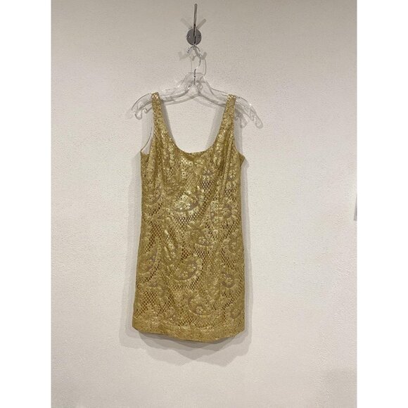 Lilly Pulitzer Eaton Dress Womens 6 Gold Metallic Lace Sleeveless Shift Party - Picture 2 of 6
